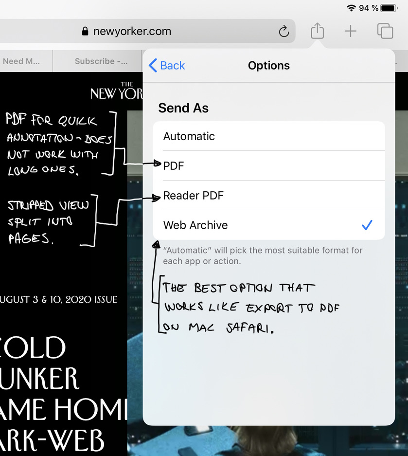 iPad share PDF options